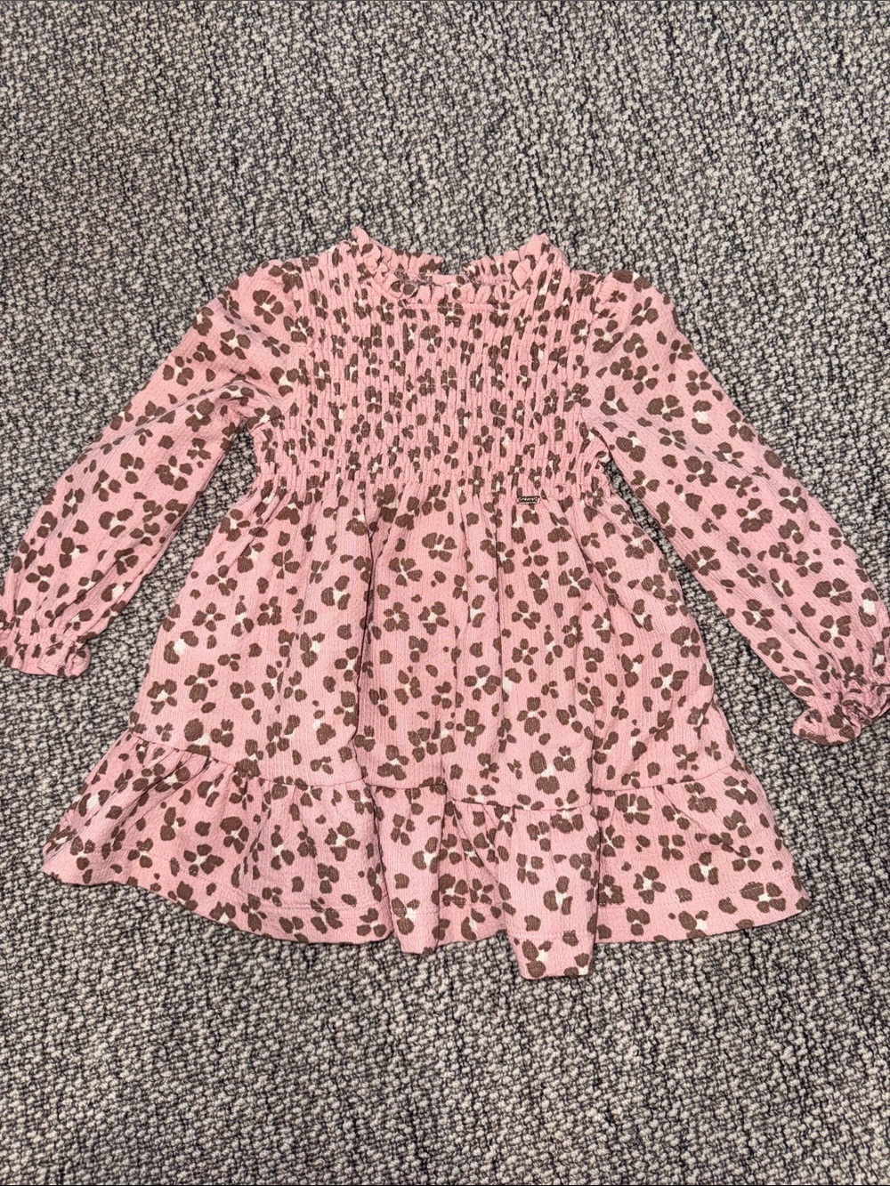 Mayoral Pink Floral Smocked Long-Sleeve Dress
